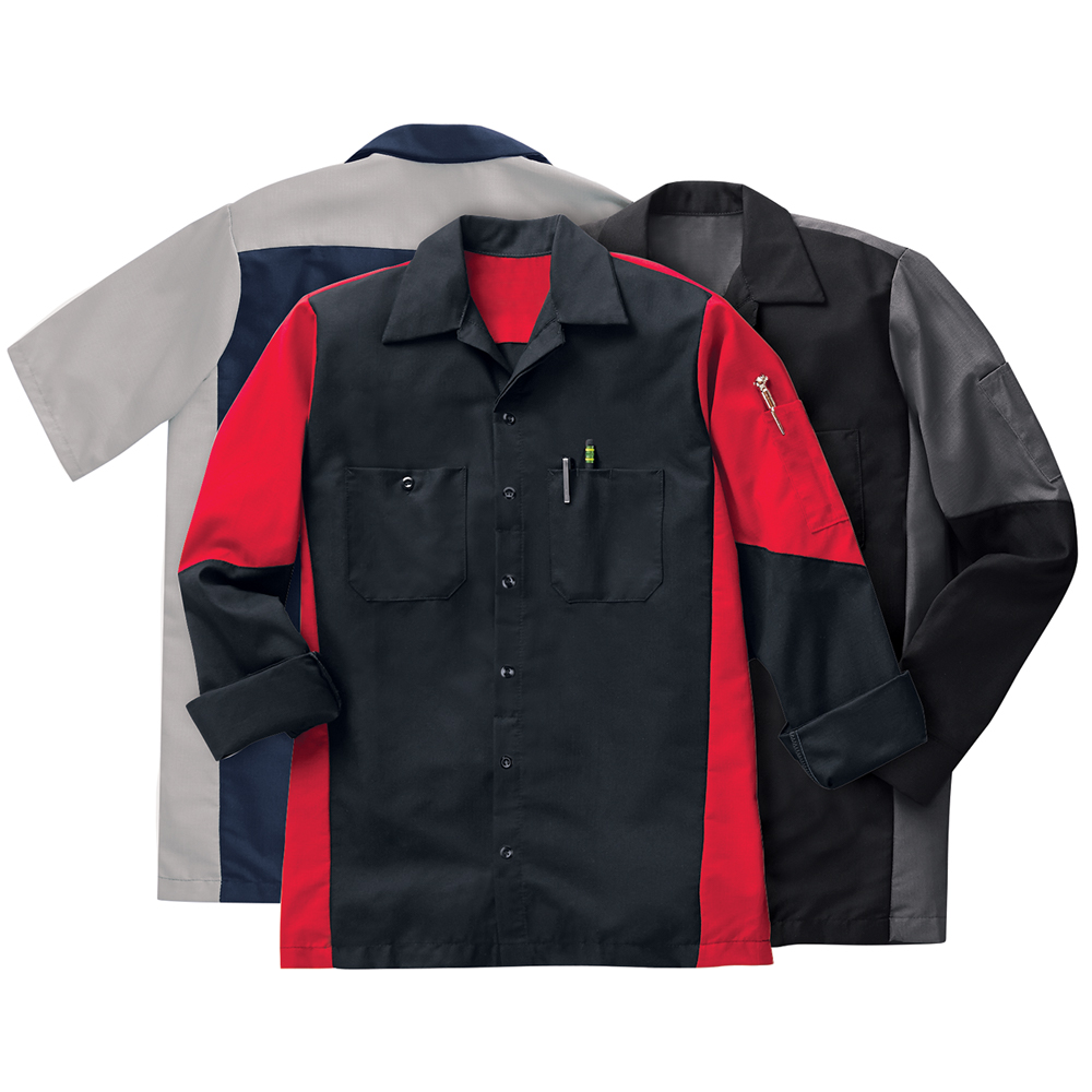 3 shirt options for Dempsey Uniform color block shirts