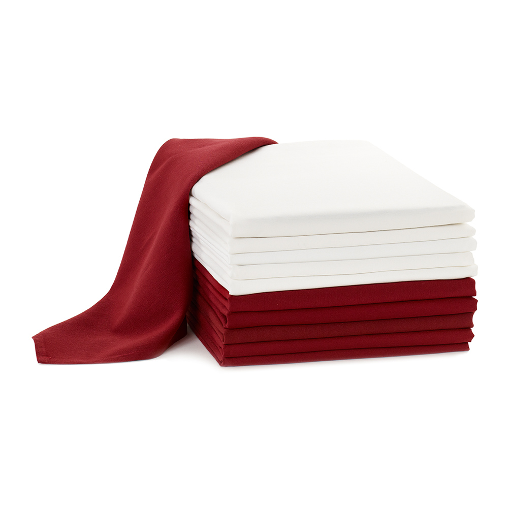 Burgundy and white Dempsey Uniform tablecloths