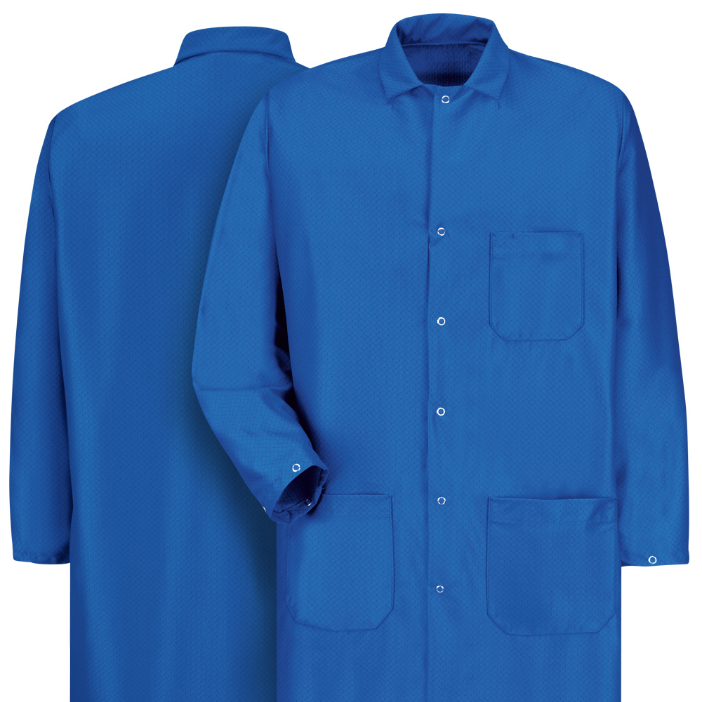 Front and back view of Dempsey Uniform ESD anti-static coat