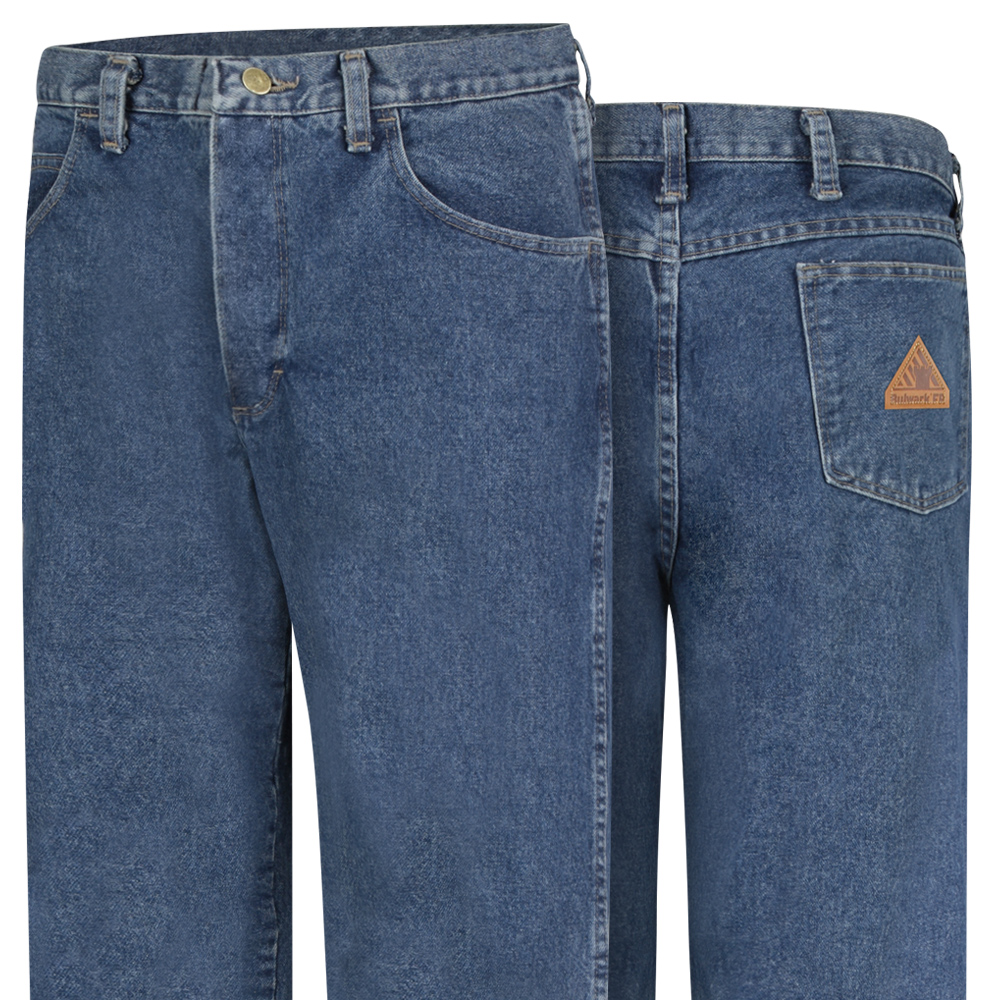 Front and back view of Dempsey Uniform flame resistant denim jeans