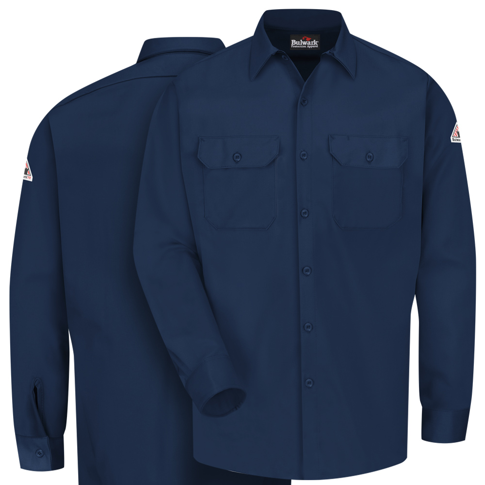 Front and back view of Dempsey Uniform flame resistant work shirt