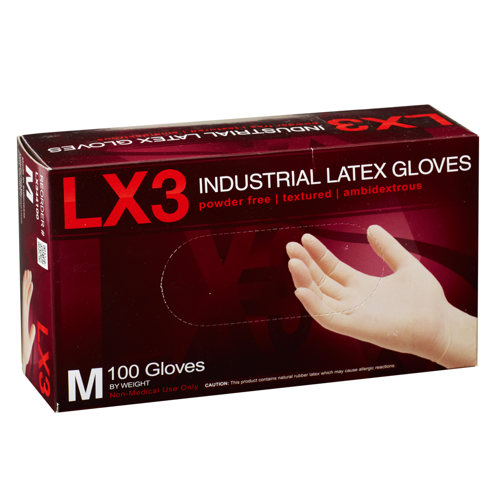 Box of Dempsey Uniform latex disposable gloves