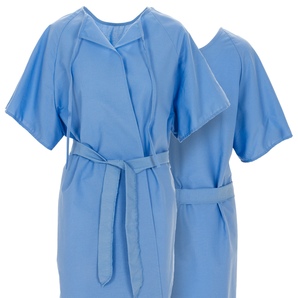Front and back of Dempsey Uniform medical exam gown