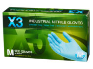 Box of Dempsey Uniform blue nitrile disposable gloves