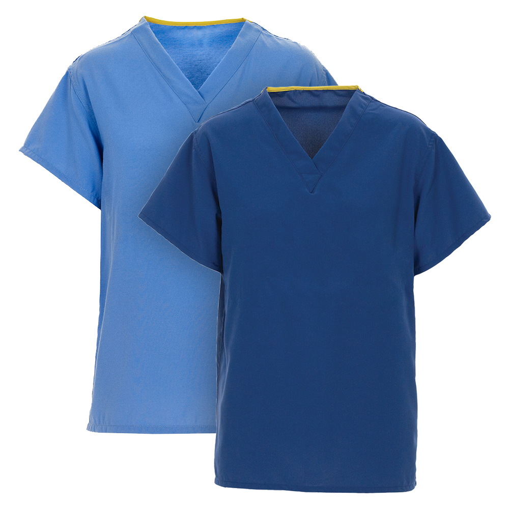 Front and back views of Dempsey Uniform scrub shirts with no pocket